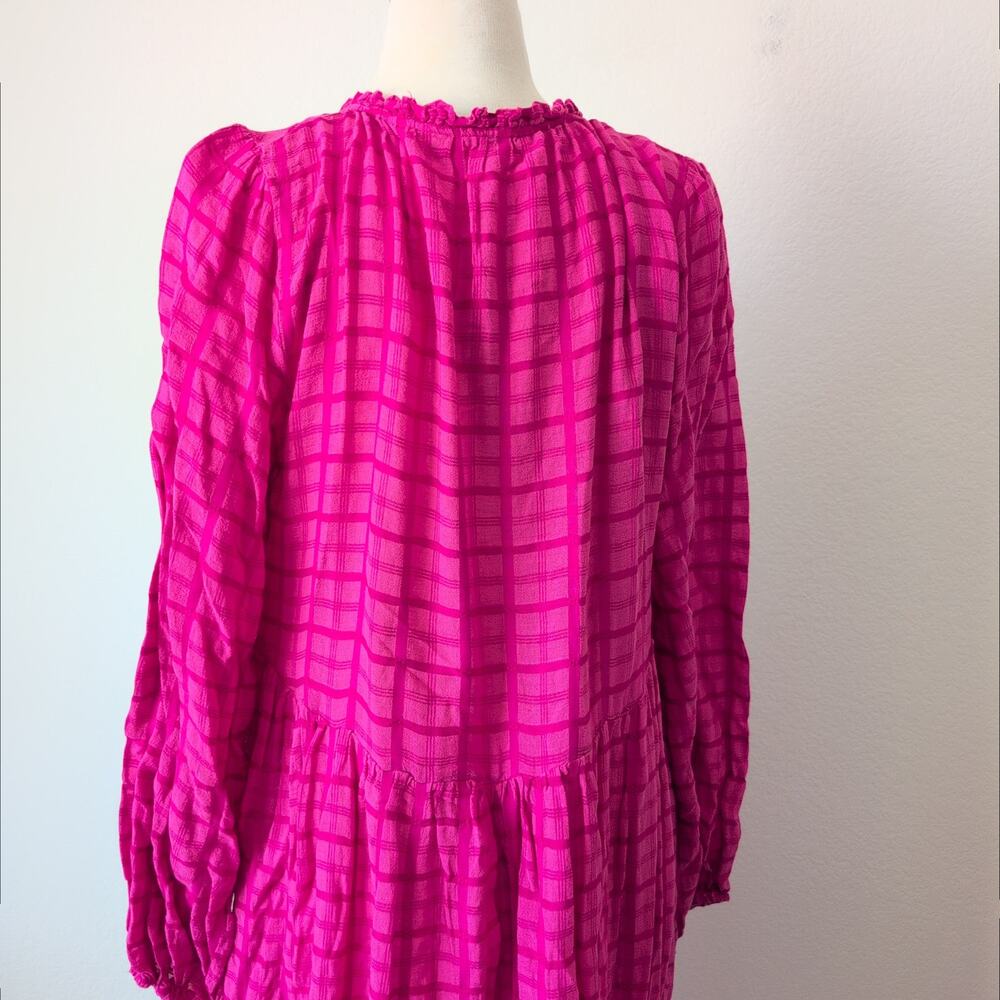 Free People Maxi Dress Womens Small Edie Hot Pink Shirtdress Ruffle Boho Whimsy - Picture 10 of 12